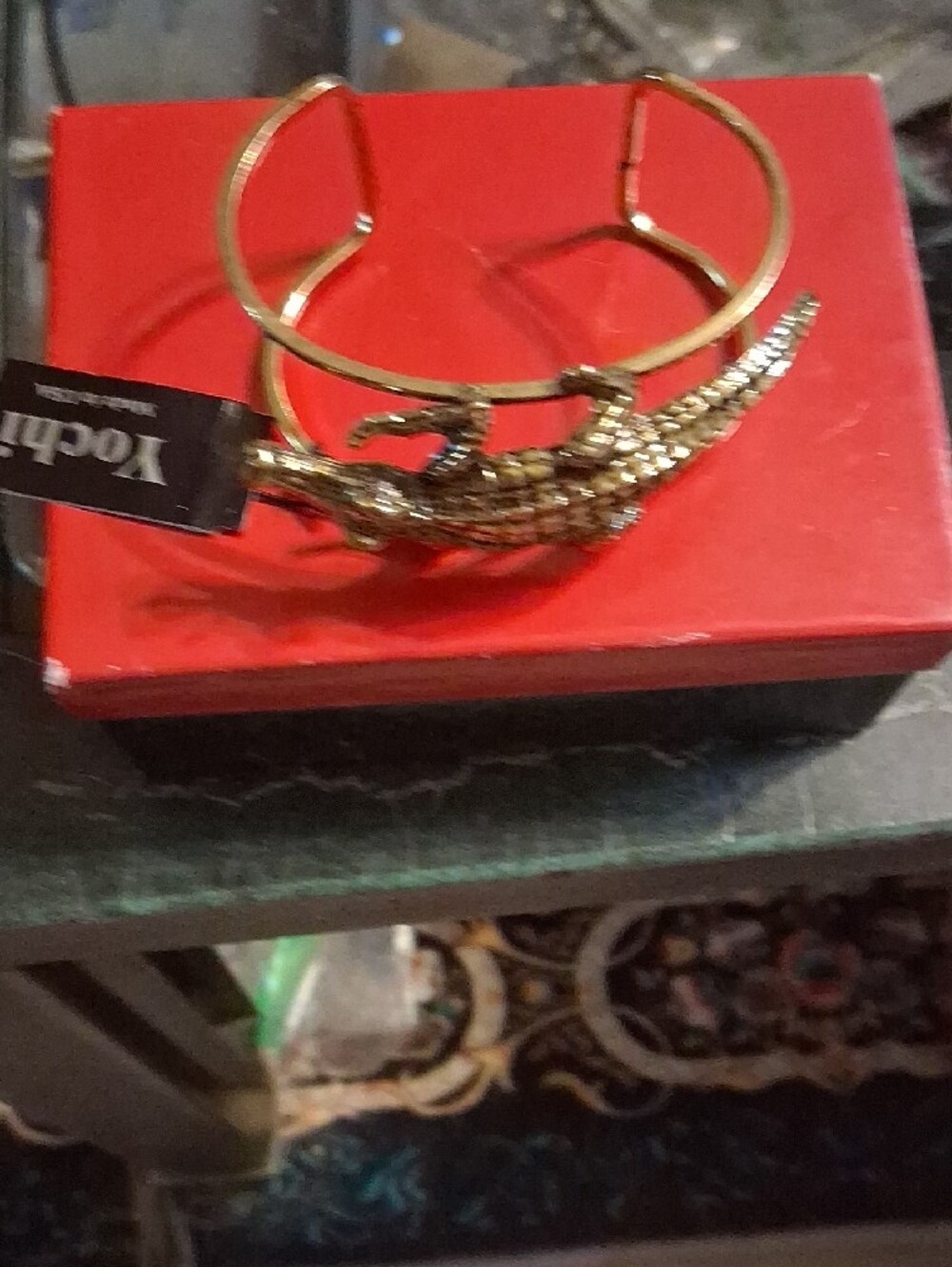 Yochi Gold Alligator Cuff Bracelet - Picture 2 of 6